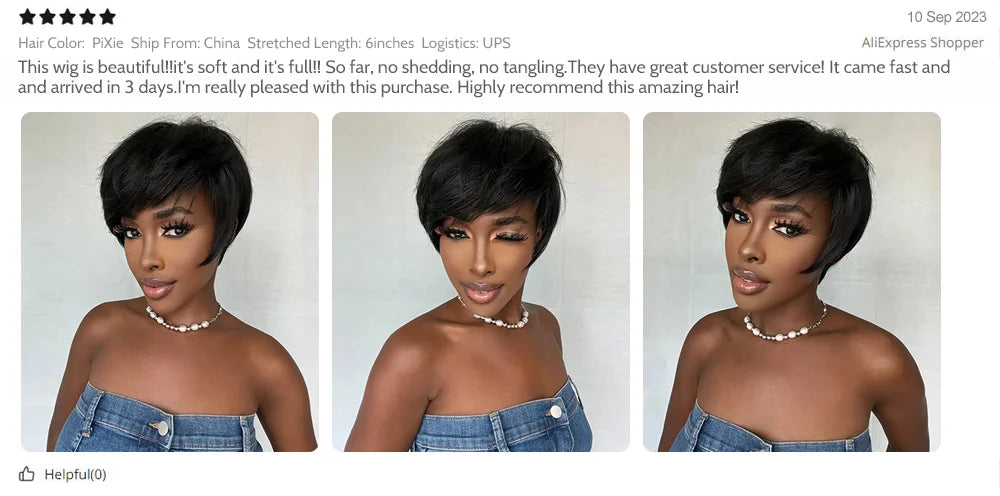 Pixie Cut Wigs Human Hair Wigs Short Pixie Cut Wig Human Hair For Black Women Machine Made Wigs With Bangs