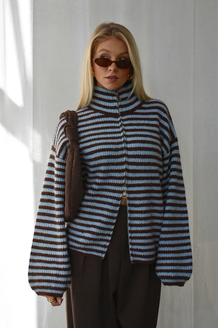 Women's Sweater Knitwear Striped Pullover Pulls Femmes Color Block Blouse O-neck Long Sleeve Loose Knit Sweater 2026 Spring Wear