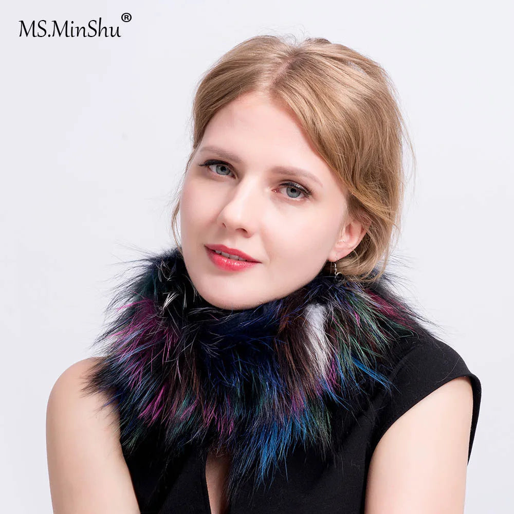 MS.MinShu-Hand Made Knitted Elastic Headband for Women, Genuine Fox Fur, Head Warmer, Neck Ring, Winter