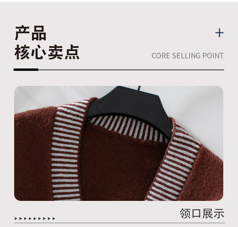 Single Breasted Knitted Jumpers Women Spliced Sweater V Neck Cardigan Casual Loose Fit Print Sweaters Slight Strech Buttons