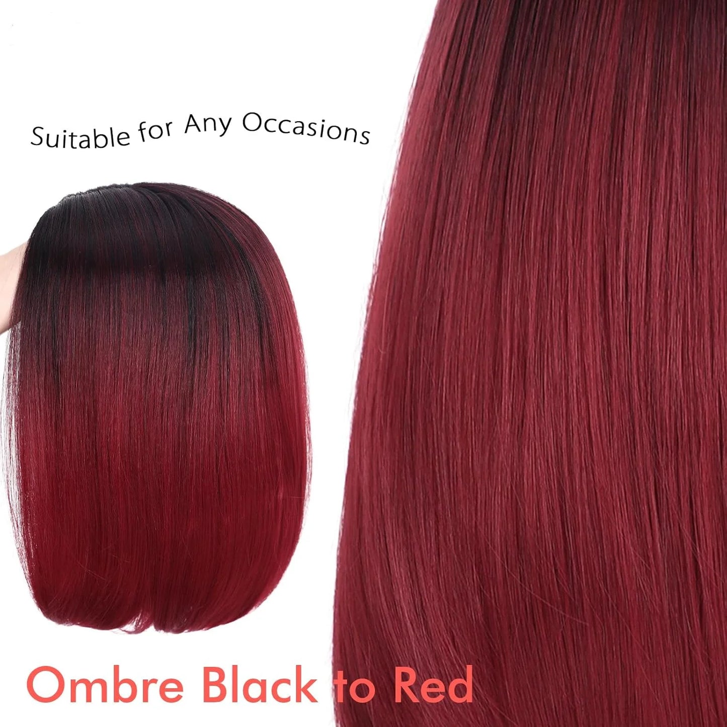 Red Black Ombre Short Bob Glueless Synthetic Wig - Dramatic Highlights