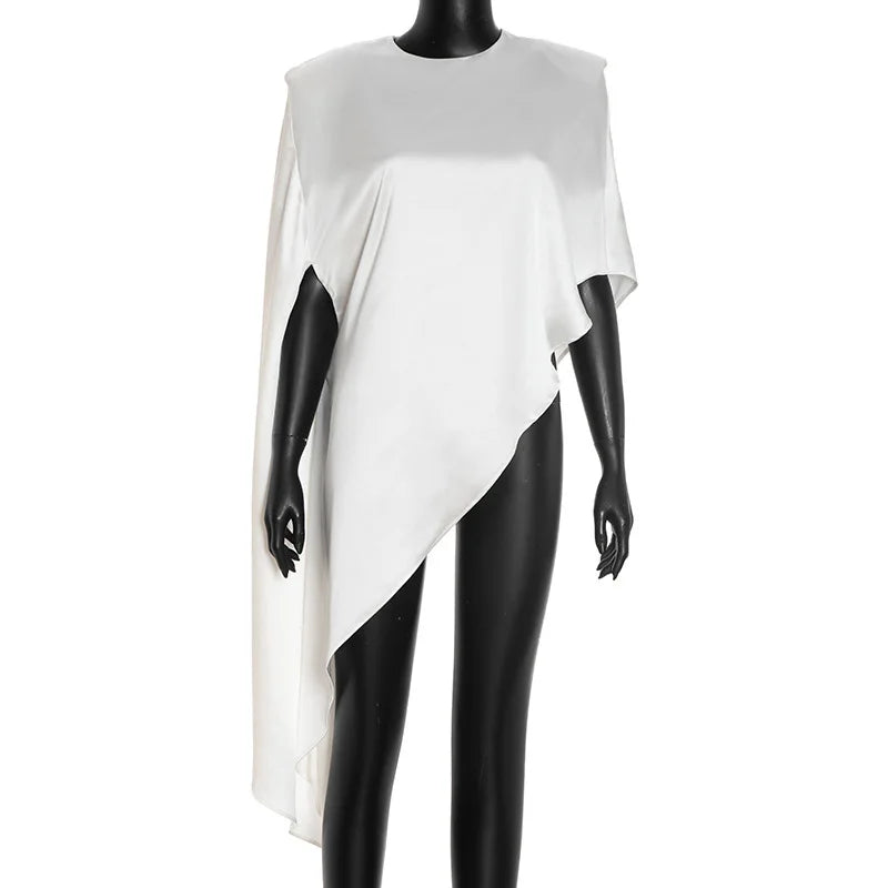 Tossy Fashion White Satin Tank Top For Women Short Sleeve Loose Solid Elegant Commute Autumn 2025 Clothes Female Tanks Tee Top