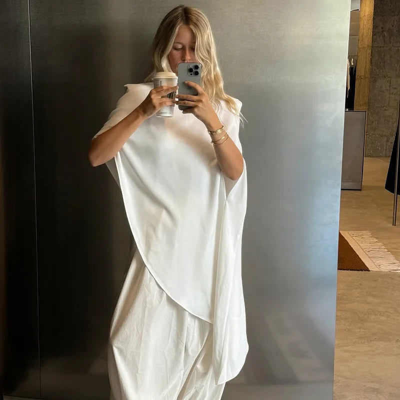 Tossy Fashion White Satin Tank Top For Women Short Sleeve Loose Solid Elegant Commute Autumn 2025 Clothes Female Tanks Tee Top