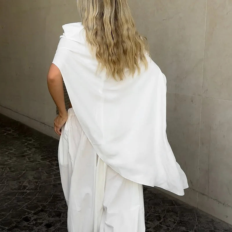 Tossy Fashion White Satin Tank Top For Women Short Sleeve Loose Solid Elegant Commute Autumn 2025 Clothes Female Tanks Tee Top