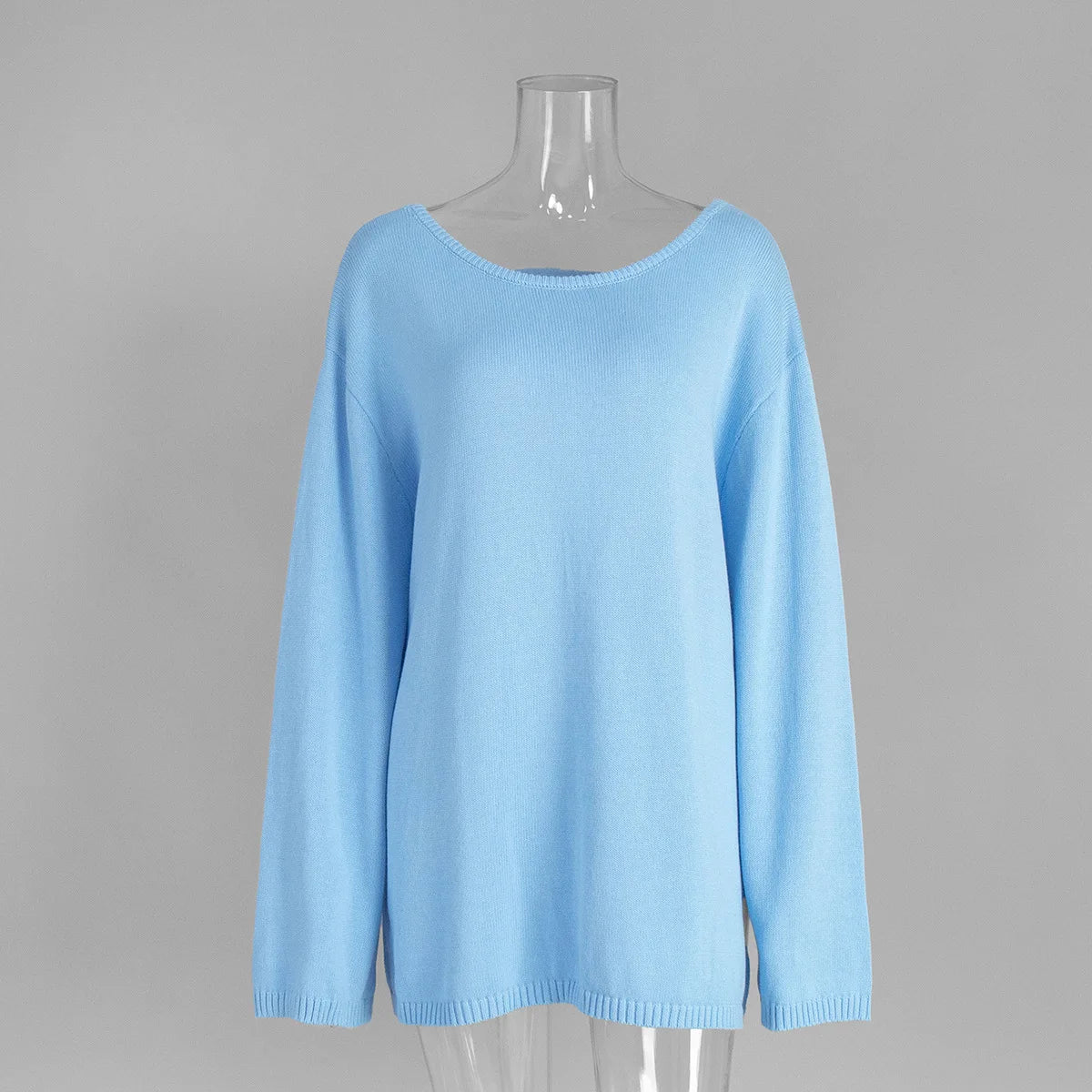 Tossy Female Backless Loose Knitwear Sweater Solid Casual Elegant Long Sleeve Patchwork Commute Clothes Women's Knit Pullover