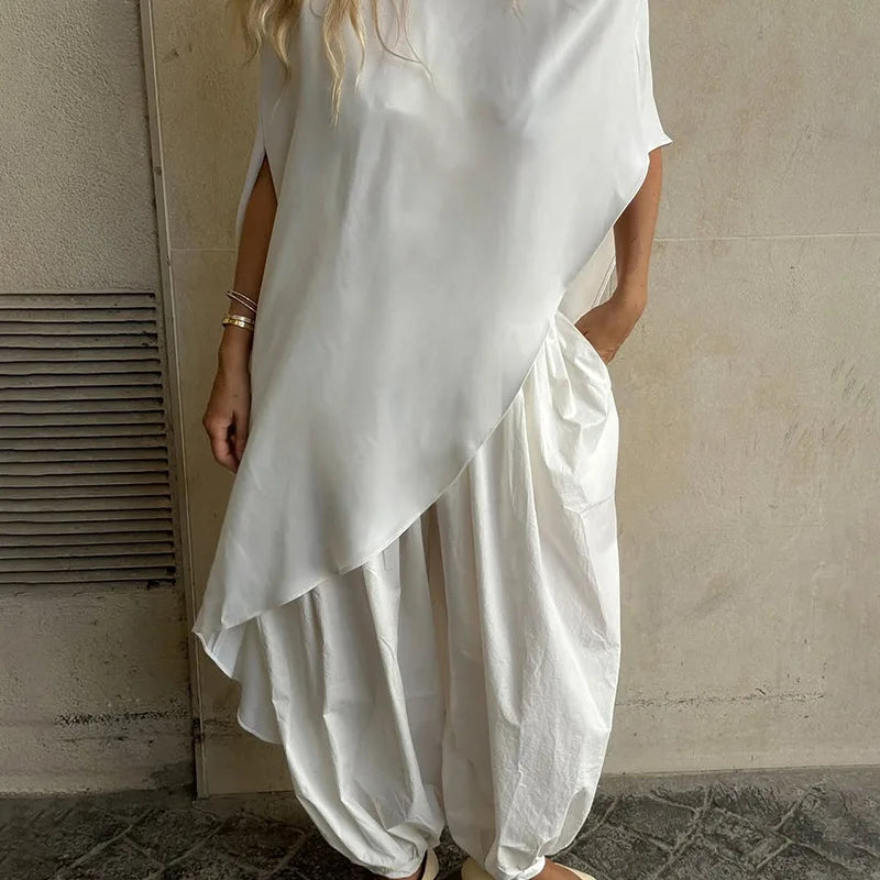 Tossy Fashion White Satin Tank Top For Women Short Sleeve Loose Solid Elegant Commute Autumn 2025 Clothes Female Tanks Tee Top