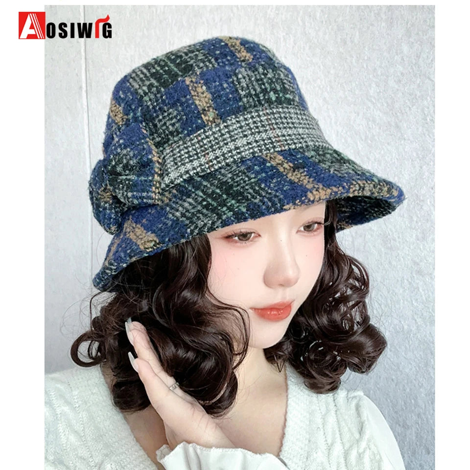 Hat Wig Synthetic Short Curly Wavy Hair Wigs With Hat Fisherman's Cap Wig Hair Extension Black Brown Wig Cap