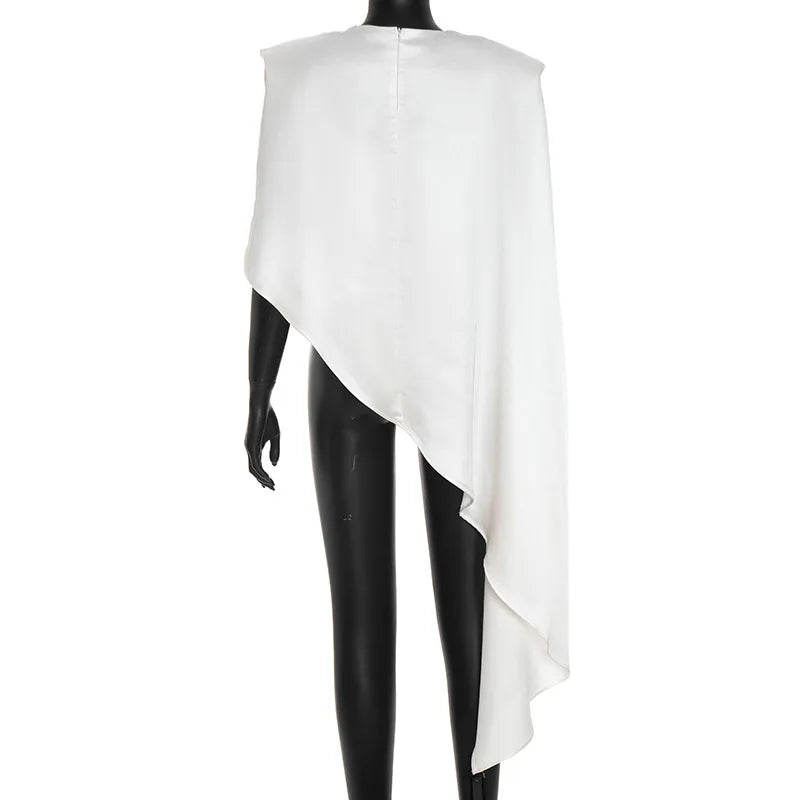 Tossy Fashion White Satin Tank Top For Women Short Sleeve Loose Solid Elegant Commute Autumn 2025 Clothes Female Tanks Tee Top