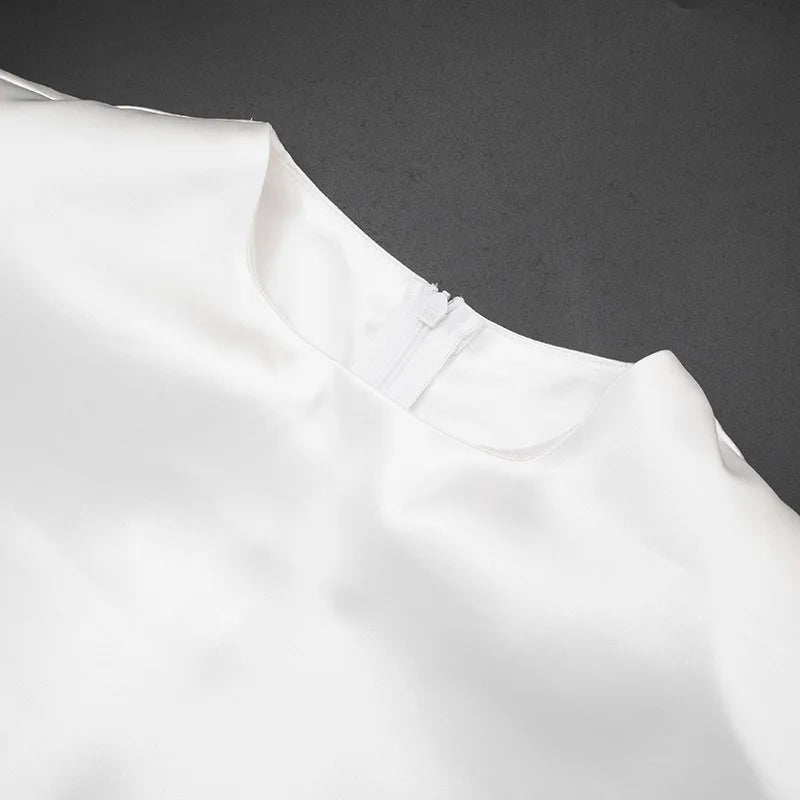 Tossy Fashion White Satin Tank Top For Women Short Sleeve Loose Solid Elegant Commute Autumn 2025 Clothes Female Tanks Tee Top