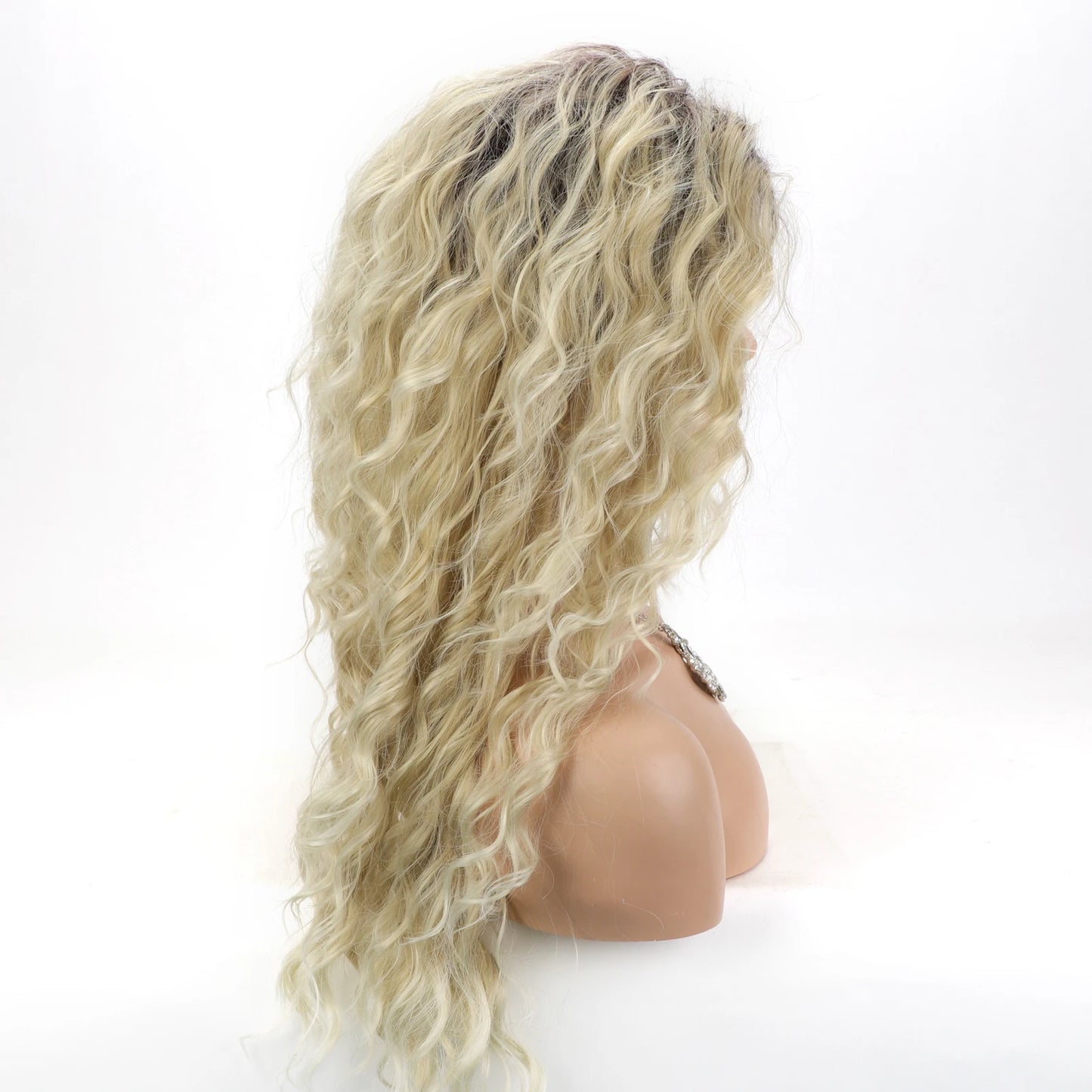 Ombre Blonde Brown Long Wavy Glueless Synthetic Wig - Natural Dimensional Highlights