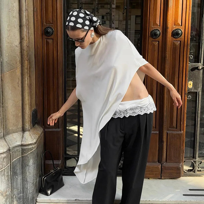 Tossy Fashion White Satin Tank Top For Women Short Sleeve Loose Solid Elegant Commute Autumn 2025 Clothes Female Tanks Tee Top