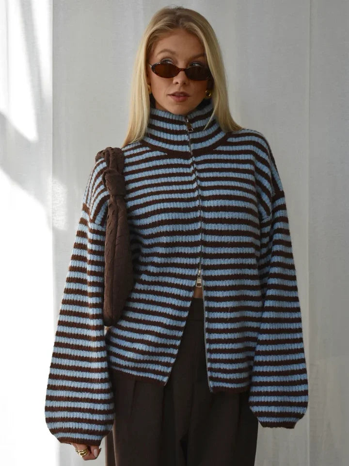 Women's Sweater Knitwear Striped Pullover Pulls Femmes Color Block Blouse O-neck Long Sleeve Loose Knit Sweater 2026 Spring Wear