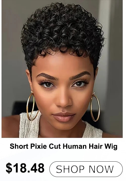 Short Finger Wave Wig for Women Black Pixie Cut Wigs Glueless 100% Human Hair Mommy Wigs Pixie Short Layered Ocean Waves Wig