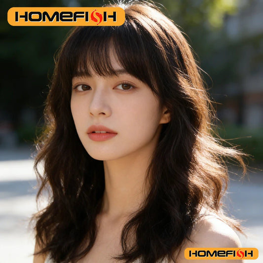 Natural Brown Wavy Bob Wig - Synthetic Curls with Bangs, Versatile Daily Hairstyle for Women