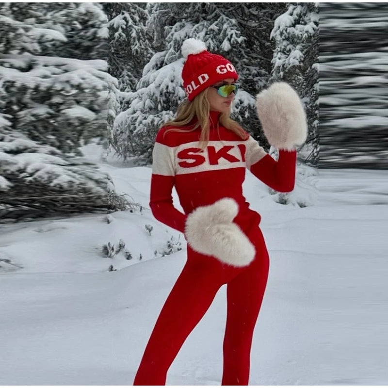 Casual Knitted Turtleneck Ski Sweater Women Vintage Jacquard Pullover Slim Sweaters Female 2026 Winter Versatile Chic Outdoor