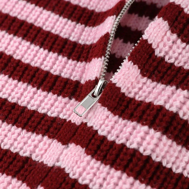 Women's Sweater Knitwear Striped Pullover Pulls Femmes Color Block Blouse O-neck Long Sleeve Loose Knit Sweater 2026 Spring Wear