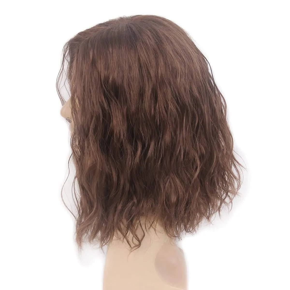 Men's Shoulder-Length Curly Wig - Synthetic Heat Resistant, Black/Brown Natural Look