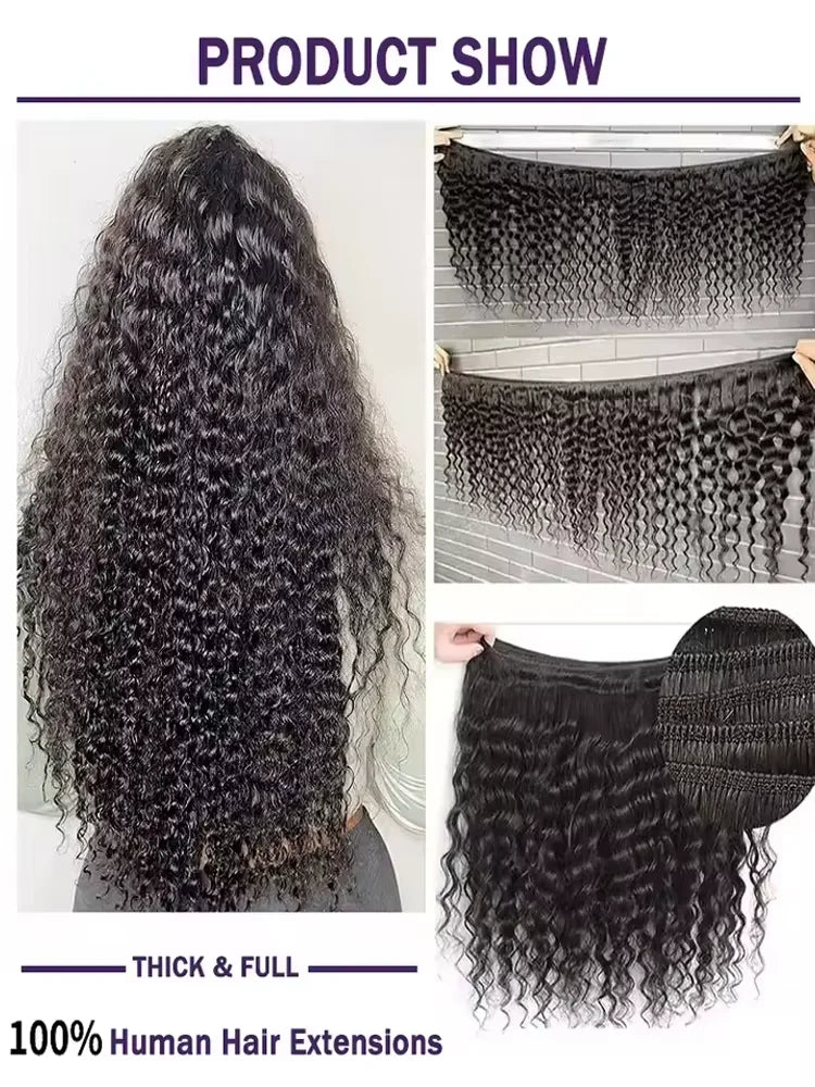 28 30 32Inches Deep Wave Human Hair Bundles Brazilian Remy Unprocessed Weaving Curly Human Hair Bundles 1 2 3 4 Extensions Deals