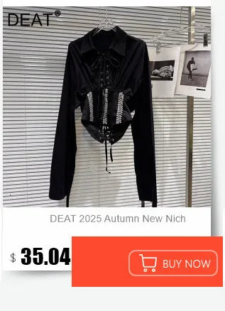 DEAT 2025 Early Autumn New Half High Neck Pin Hole Sweater For Women Fashion Irregular Niche Design Long Knit Pullover 11A06148