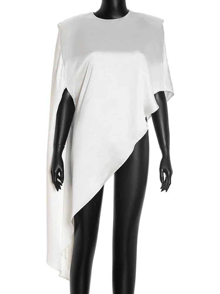 Tossy Fashion White Satin Tank Top For Women Short Sleeve Loose Solid Elegant Commute Autumn 2025 Clothes Female Tanks Tee Top