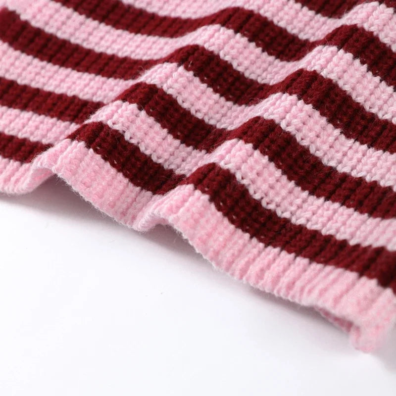 Women's Sweater Knitwear Striped Pullover Pulls Femmes Color Block Blouse O-neck Long Sleeve Loose Knit Sweater 2026 Spring Wear