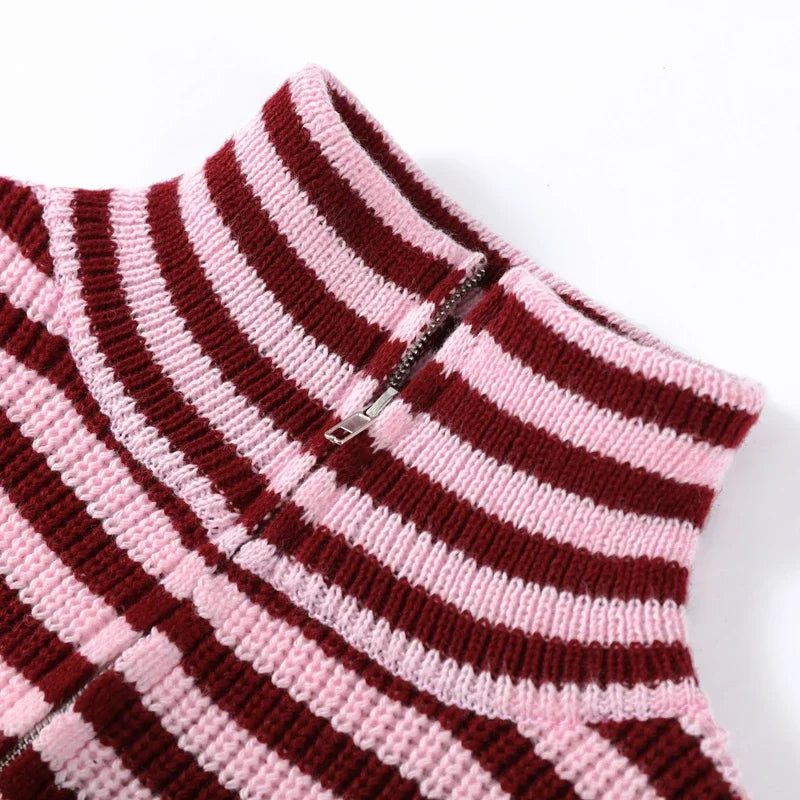 Women's Sweater Knitwear Striped Pullover Pulls Femmes Color Block Blouse O-neck Long Sleeve Loose Knit Sweater 2026 Spring Wear