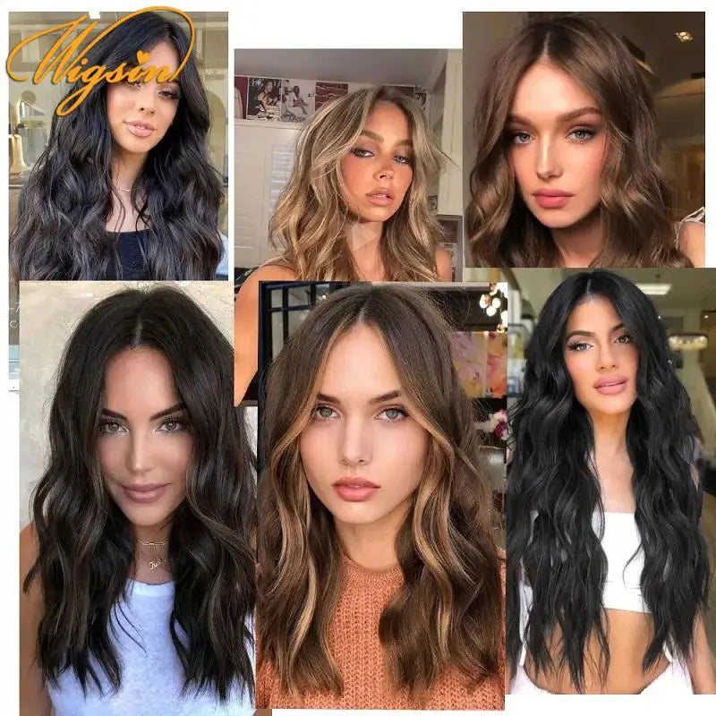 24 Inch Long Curly Clip-In Hair Extensions - Synthetic Heat Resistant, Black/Brown Ombre