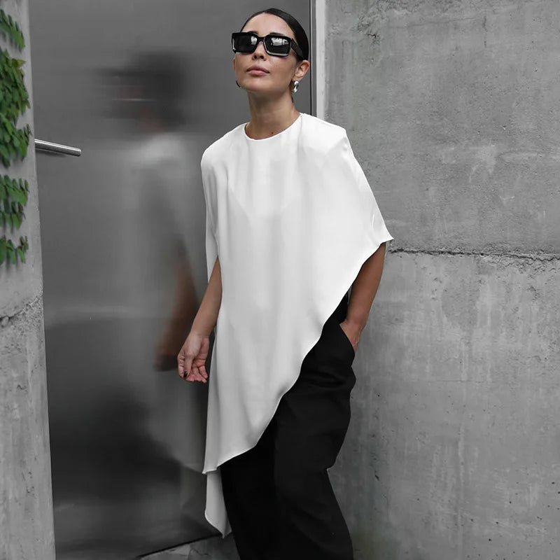 Tossy Fashion White Satin Tank Top For Women Short Sleeve Loose Solid Elegant Commute Autumn 2025 Clothes Female Tanks Tee Top