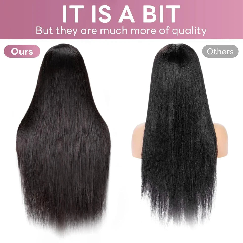 Rosslyn Straight Human Hair Wigs With Bangs 1b Black Wig Not Lace Natural Color Full Machine Wig From Brazilian Original