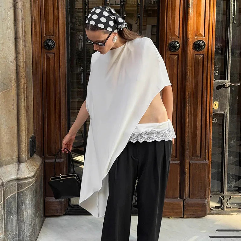 Tossy Fashion White Satin Tank Top For Women Short Sleeve Loose Solid Elegant Commute Autumn 2025 Clothes Female Tanks Tee Top