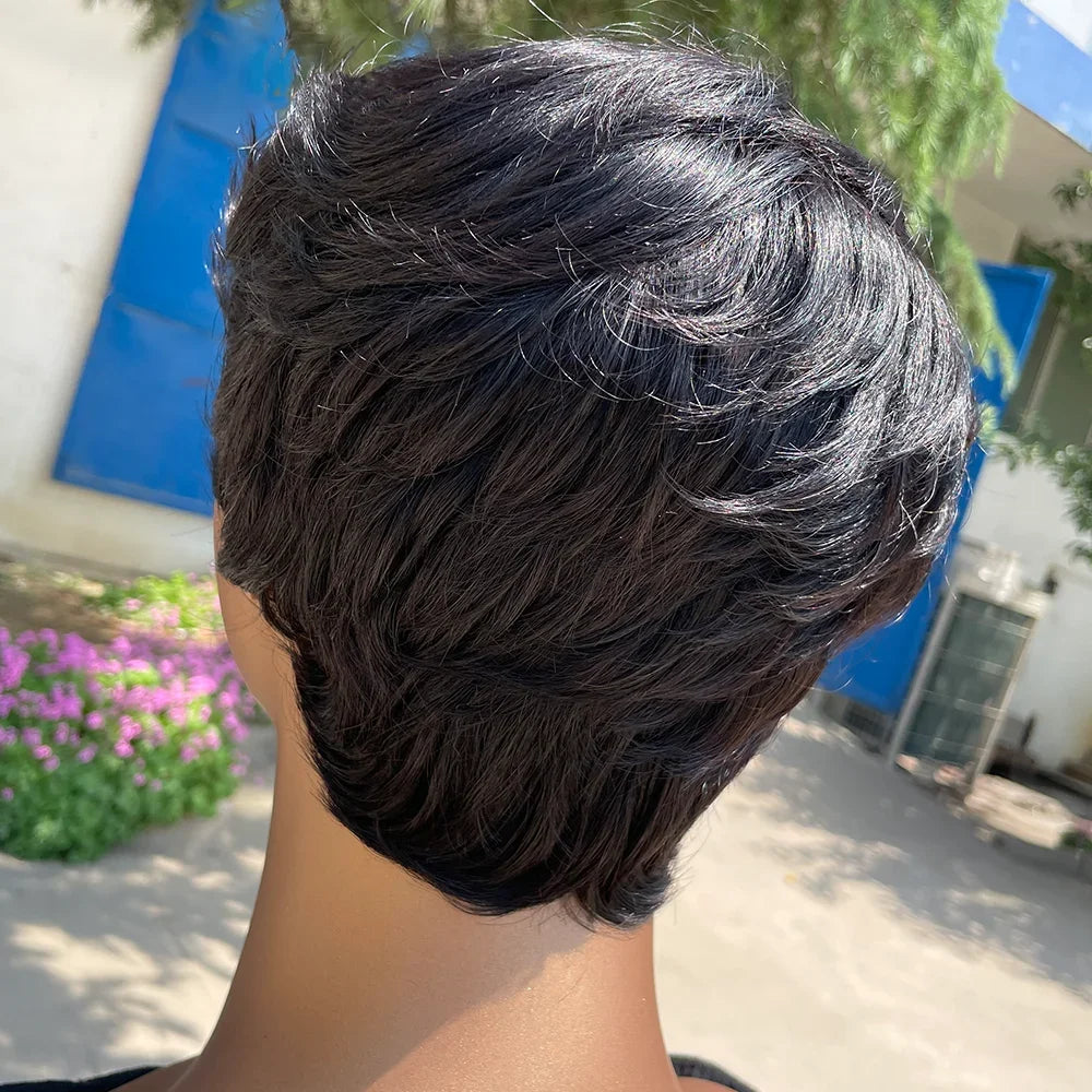 Pixie Cut Wigs Human Hair Wigs Short Pixie Cut Wig Human Hair For Black Women Machine Made Wigs With Bangs