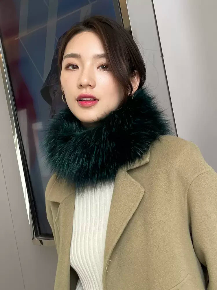 MS.MinShu-Hand Made Knitted Elastic Headband for Women, Genuine Fox Fur, Head Warmer, Neck Ring, Winter