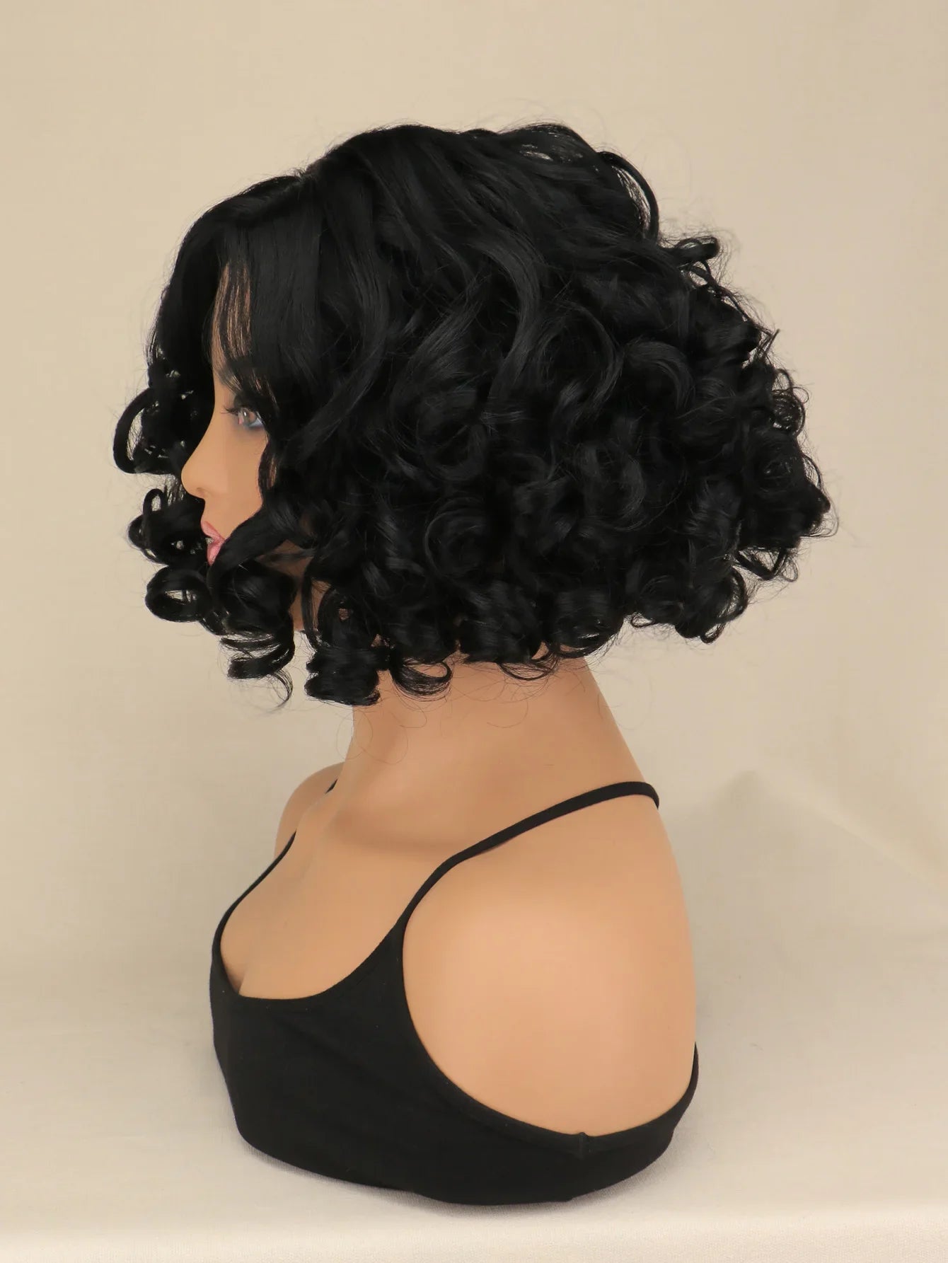 Short Curly Black Wigs for Women Synthetic Natural Wavy Costume Cosplay Party Wig