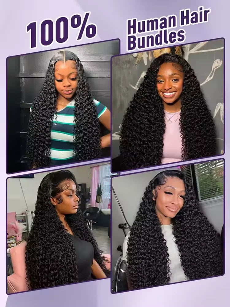 28 30 32Inches Deep Wave Human Hair Bundles Brazilian Remy Unprocessed Weaving Curly Human Hair Bundles 1 2 3 4 Extensions Deals