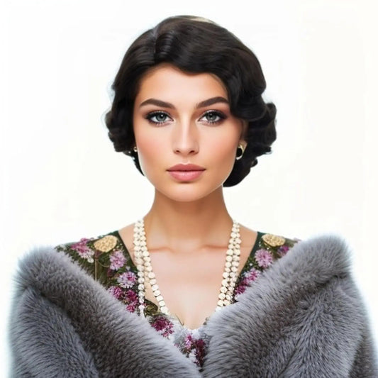 Synthetic 1920s Wig for Women Short Finger Wave Party Natural Hair Full Halloween Retro Cosplay Party Daily Costume Flapper Wig