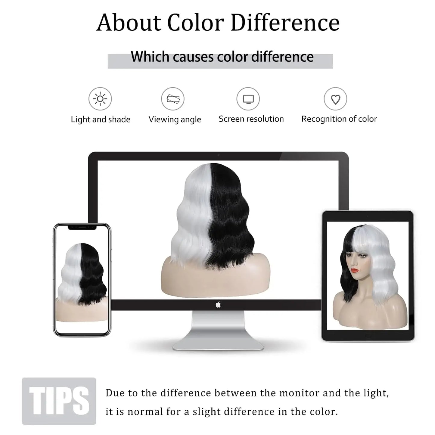 Synthetic Black and White Wigs for Women Costume Short Bob Wavy Curly Wigs Heat Resistant Wigs for Party Cosplay Halloween