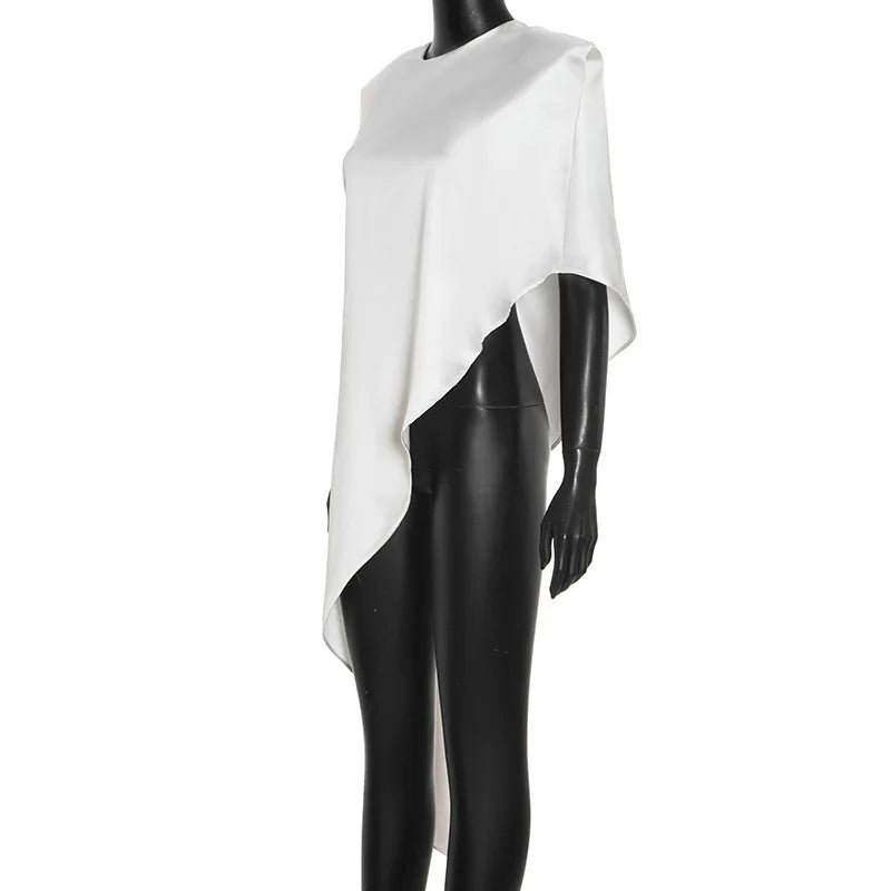 Tossy Fashion White Satin Tank Top For Women Short Sleeve Loose Solid Elegant Commute Autumn 2025 Clothes Female Tanks Tee Top