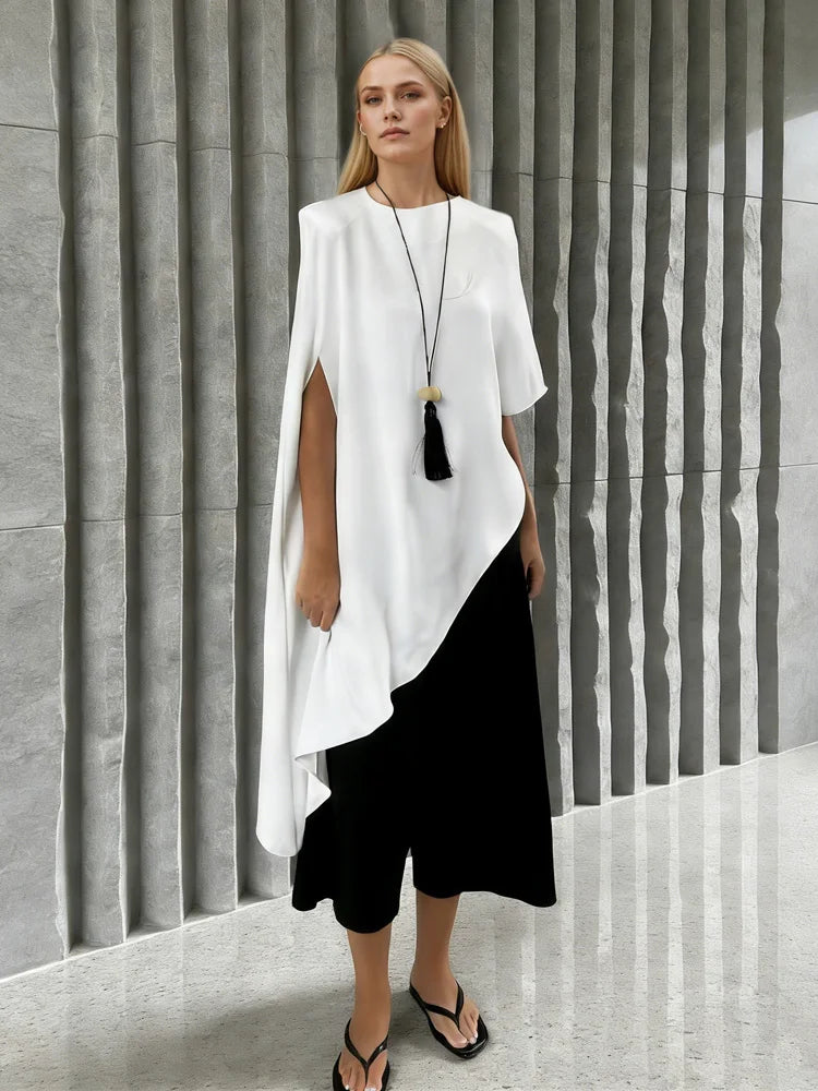 Tossy Fashion White Satin Tank Top For Women Short Sleeve Loose Solid Elegant Commute Autumn 2025 Clothes Female Tanks Tee Top