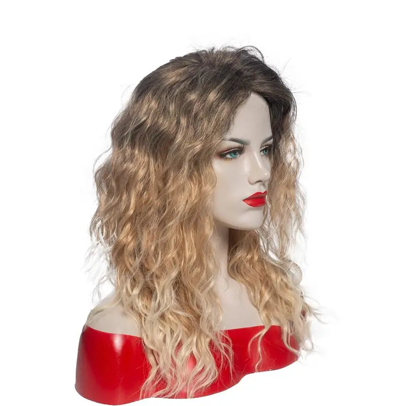 Ombre Blonde Brown Long Wavy Glueless Synthetic Wig - Natural Dimensional Highlights