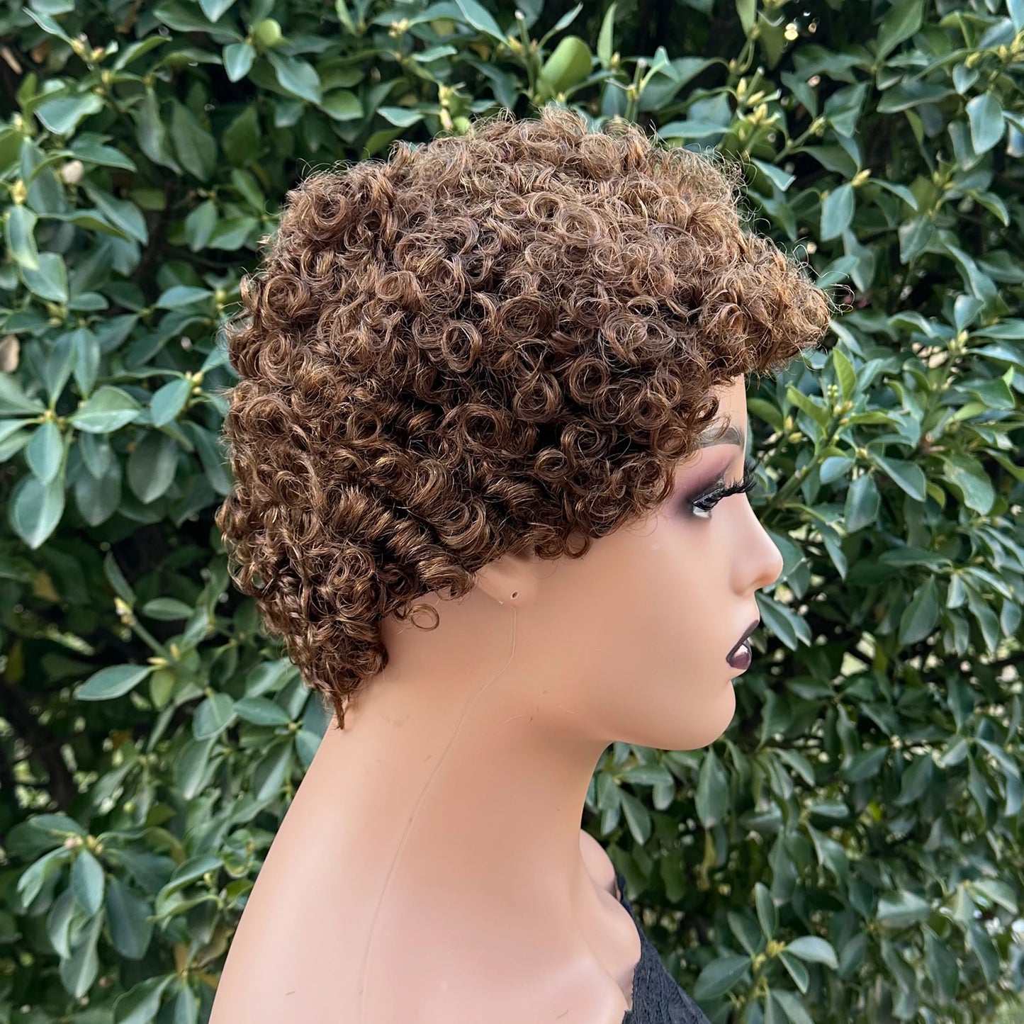 Short Curly Pixie Cut Human Hair Wigs For Women Full Machine Made Short Kinky Curly Wigs Human Hair Natural Black Color