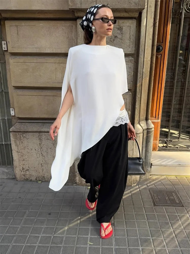 Tossy Fashion White Satin Tank Top For Women Short Sleeve Loose Solid Elegant Commute Autumn 2025 Clothes Female Tanks Tee Top