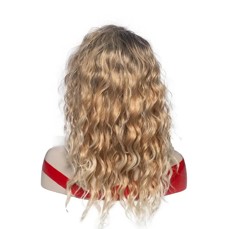 Ombre Blonde Brown Long Wavy Glueless Synthetic Wig - Natural Dimensional Highlights
