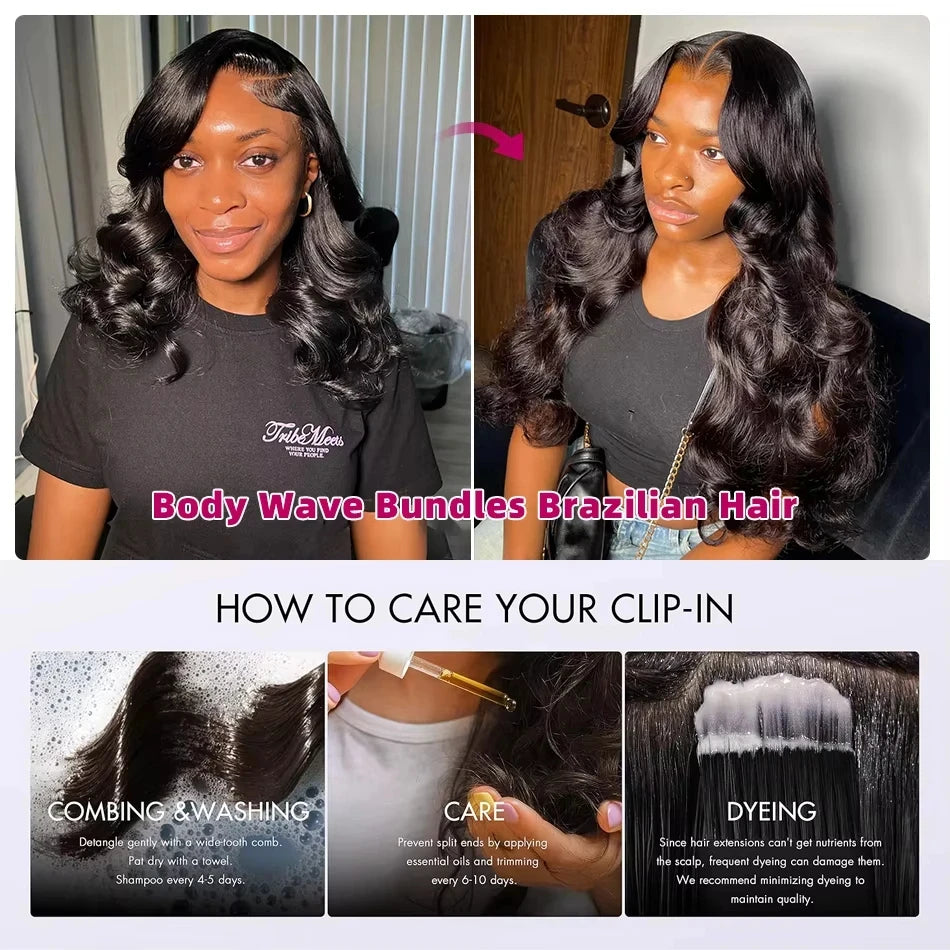 Body Wave 100% Unprocessed Human Hair 3 Bundles Brazilian Remy Virgin Natural Water Weave Bundle Extensions Tissage For Women