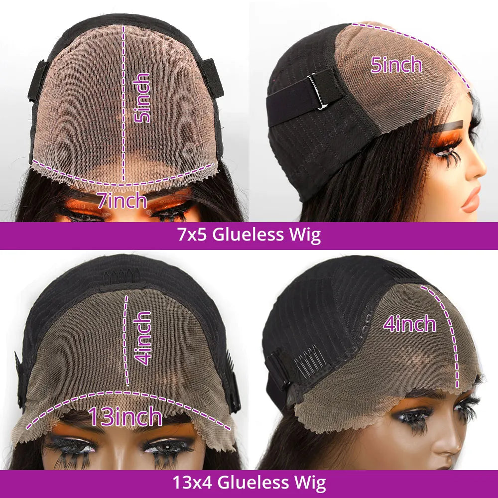 Brazilian Human Hair Bob Wigs Glueless HD Lace Front Wig No Glue Short Bone Straight Lace Frontal Wig Ready to Wear 250 Density