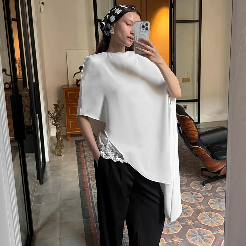 Tossy Fashion White Satin Tank Top For Women Short Sleeve Loose Solid Elegant Commute Autumn 2025 Clothes Female Tanks Tee Top