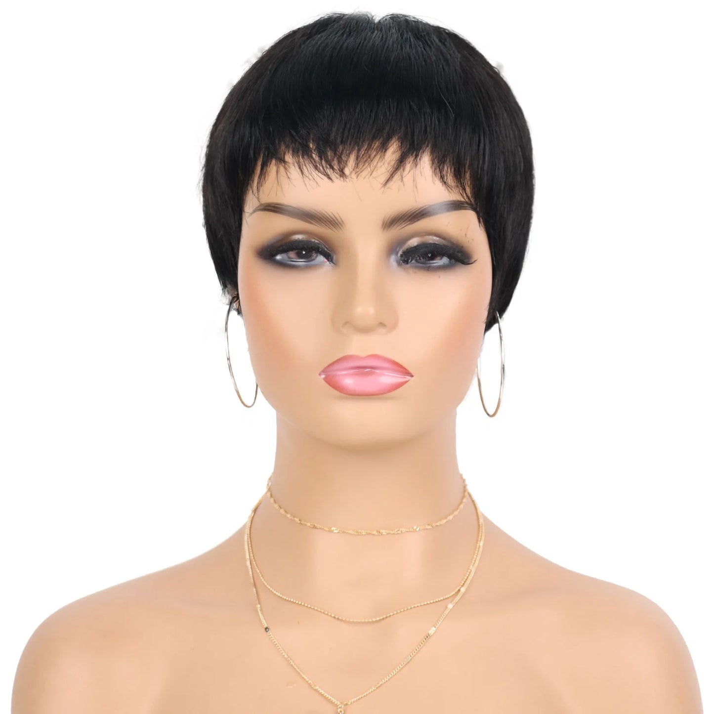Short Human Hair Wigs with Bangs Short Pixie Wig Human Hair for Women Fashion Full Machine Duby Wig Cheap Black Red  Party Wigs