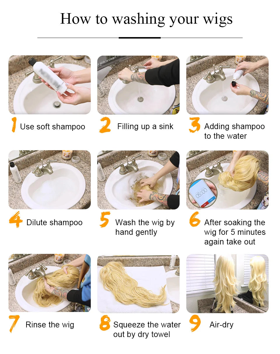 Ombre Blonde Brown Long Body Wave Glueless Synthetic Wig - Middle Part with Highlights