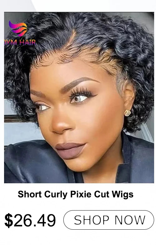 Short Finger Wave Wig for Women Black Pixie Cut Wigs Glueless 100% Human Hair Mommy Wigs Pixie Short Layered Ocean Waves Wig