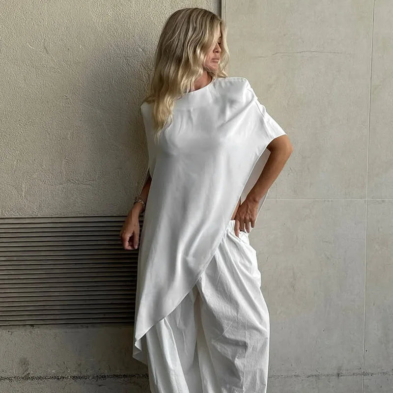 Tossy Fashion White Satin Tank Top For Women Short Sleeve Loose Solid Elegant Commute Autumn 2025 Clothes Female Tanks Tee Top