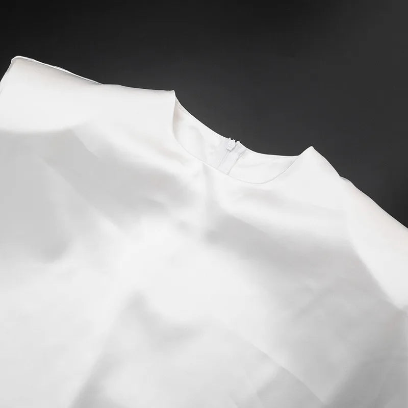 Tossy Fashion White Satin Tank Top For Women Short Sleeve Loose Solid Elegant Commute Autumn 2025 Clothes Female Tanks Tee Top